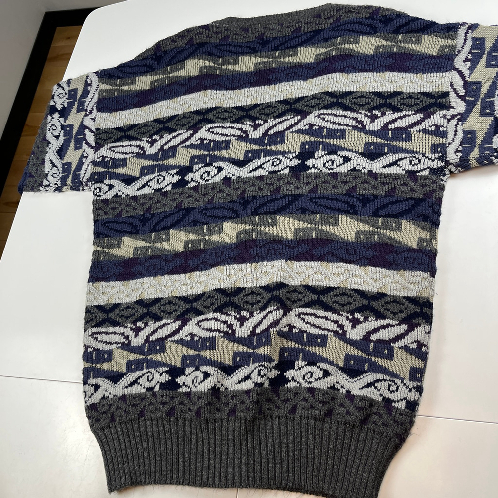 Vintage Lumière cardigan grandpa sweater men size M gray purple - Picture 4 of 11